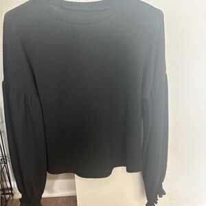 SHEIN Black Ribbed Blouse